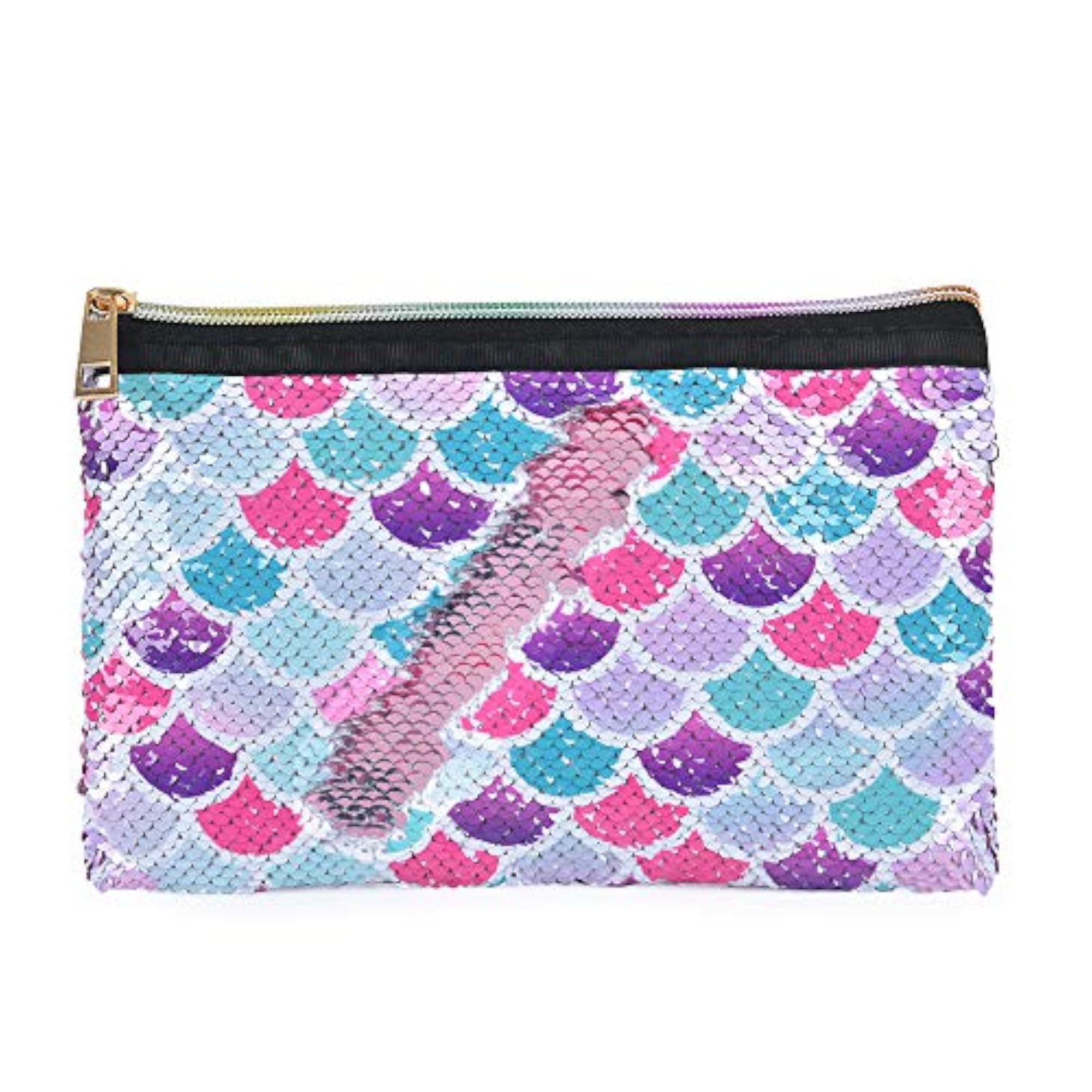 Reversible Sequin Mermaid Cosmetic Bag, Pink